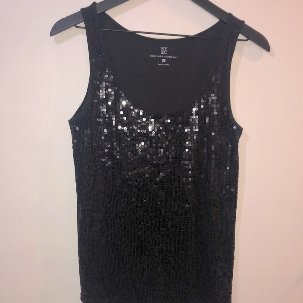 New York & Co. sequined small black tank